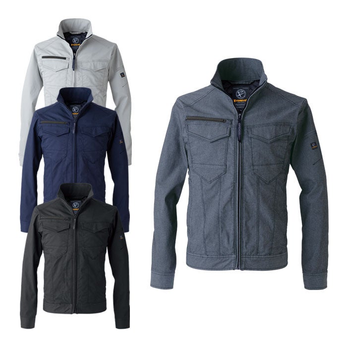 US1807 ドライストレッチジャケット EVENRIVER イーブンリバー 春夏 作業服 作業着 M～5L 綿60％・ポリエステル37％・ポリウレタン3％