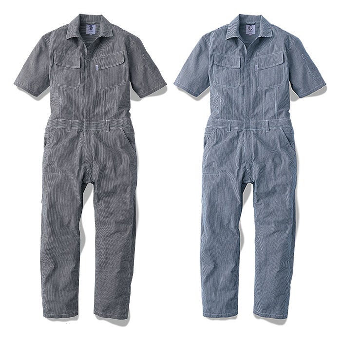 GE-885 コットンリネンツナギ 半袖 エスケープロダクト GRACE ENGINEER'S つなぎ服 春夏 ツナギ 円管服 作業服 作業着 SS～5L 綿75％・麻25％