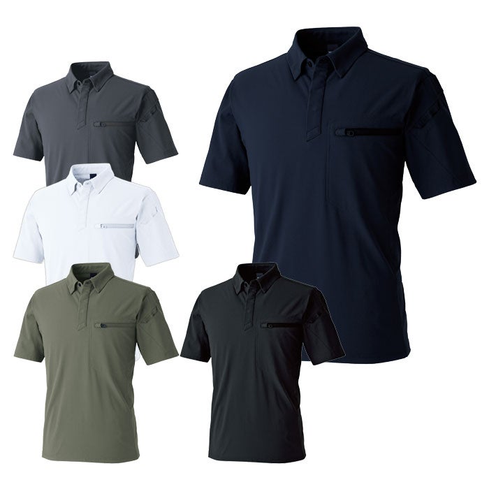 8465 ES DEOトリコットショートスリーブポロシャツ TSDESIGN TSデザイン 作業服 春夏 半袖ポロシャツ 作業着 SS～6L 複合繊維85％・ポリエステル15％ ESブロックトリコット