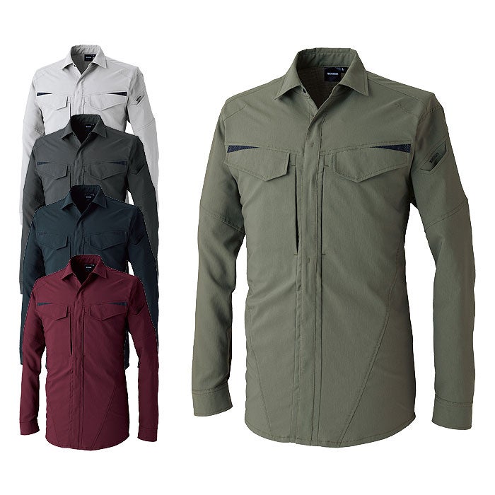 7705 バイオライトフィックスロングスリーブシャツ TSDESIGN TSデザイン 作業服 春夏 オールシーズン 長袖シャツ 作業着 SS～6L ポリエステル100％ シャミランバイオライトフィックス