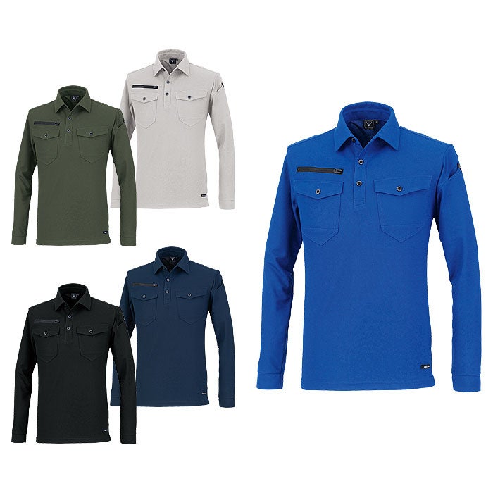 6305 長袖ポロシャツ XEBEC ジーベック 春夏 作業服 作業着 SS～6L ポリエステル100％ エコ制電鹿の子