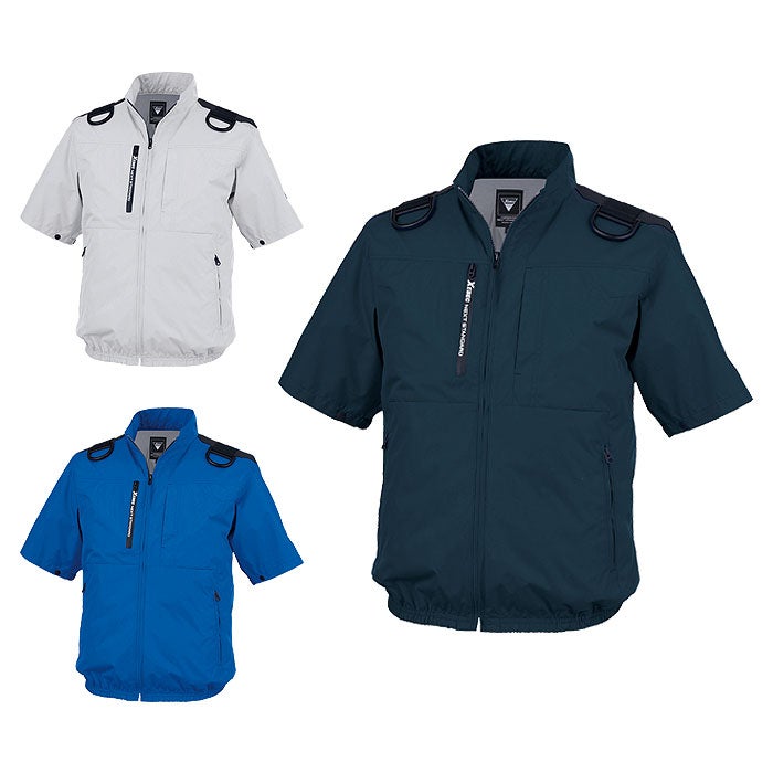 XE98108 空調服®半袖ブルゾン ハーネス対応 XEBEC ジーベック 春夏 作業服 作業着 S～6L ポリエステル100％ 遮熱コーティングタフタ