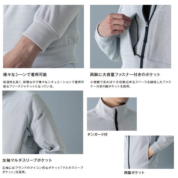 8226 ESフリースジャケット TSDESIGN TSデザイン 作業服 秋冬 軽防寒ジャケット 作業着 S～6L ポリエステル100％ 原着制電起毛フリース(導電糸入）