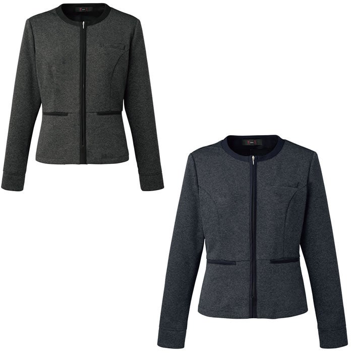 SA492J ジャケット 神馬本店 selectstage ストレッチ SDGs 事務服 制服 5号～19号 ポリエステル100％ メランジュニット
