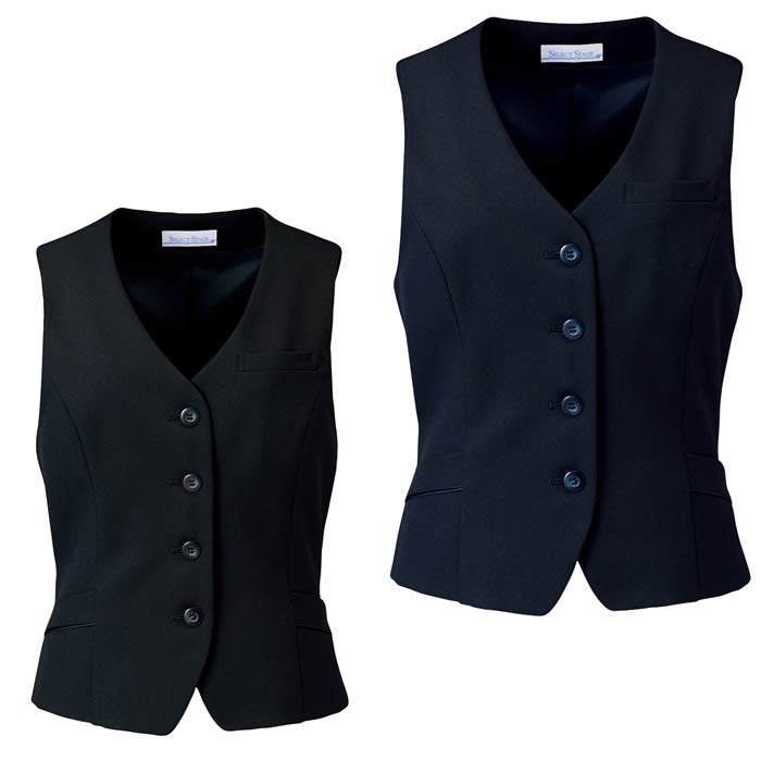 E2411 ベスト 神馬本店 selectstage 事務服・制服 5号～23号 ポリエステル100％ ストレッチツイル