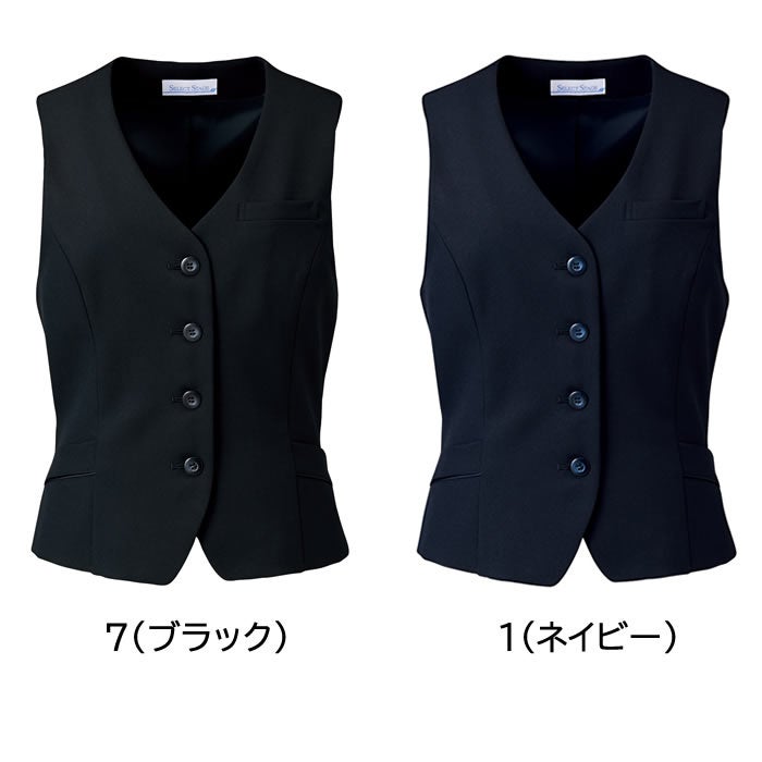 E2411 ベスト 神馬本店 selectstage 事務服・制服 5号～23号 ポリエステル100％ ストレッチツイル