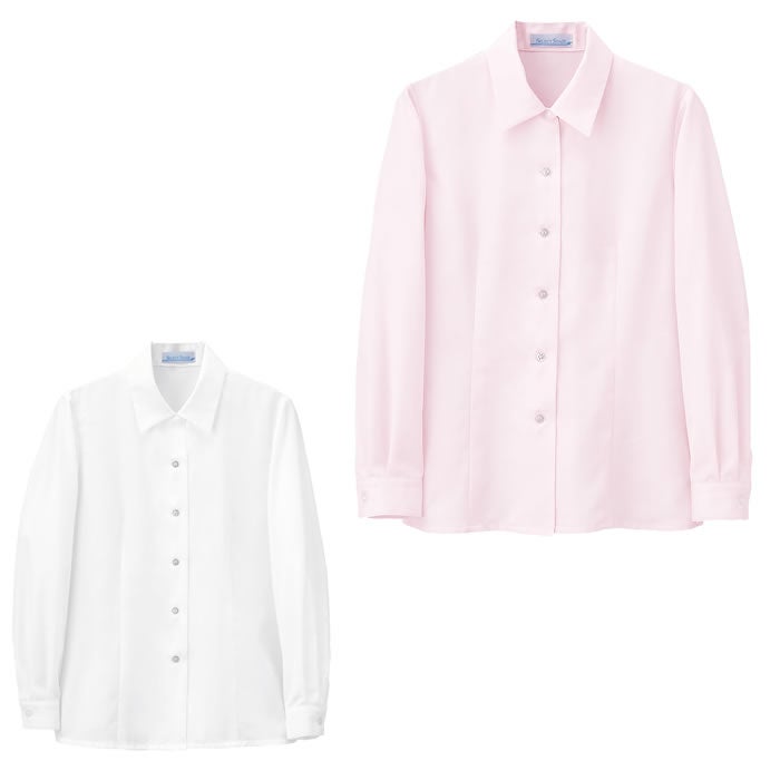 E2301 長袖タイプブラウス　神馬本店 selectstage 事務服・制服 5号～19号 ポリエステル65％・綿35％ ファインブロード